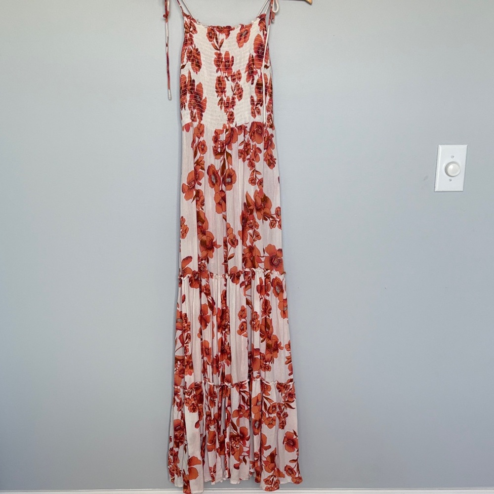 Free People Red and White Floral Maxi Dress